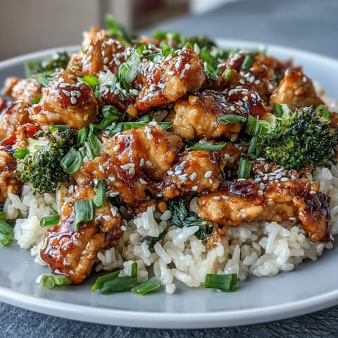 Delicious one pan honey garlic chicken broccoli rice, served steaming hot.