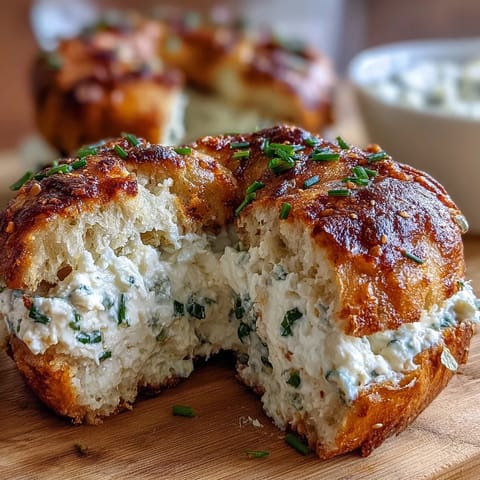 Garlic herb protein bagels with cottage cheese spread, soft and chewy, packed with savory flavors and creamy topping.