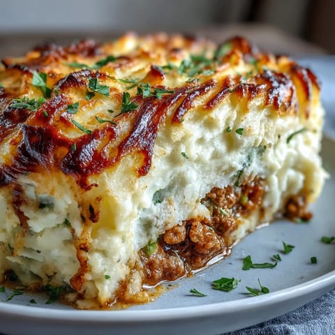 Wholesome Turkey Shepherds Pie with creamy cauliflower-potato mash, golden crust, and savory ground turkey filling.