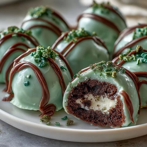 Festive green Oreo truffle balls with a creamy center and vibrant candy coating.  