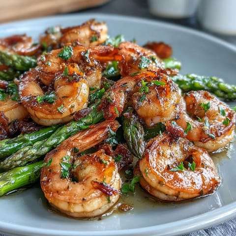 Vibrant one-pan lemon garlic shrimp and asparagus, roasted to perfection with fresh herbs and citrus zest.