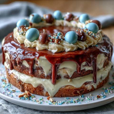 Two-tier vanilla graduation cake with balloon toppers, creamy buttercream frosting, and festive sprinkles for a celebratory dessert.