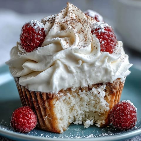 Moist vanilla cupcakes soaked in three milks, topped with fluffy whipped cream and fresh berries.  