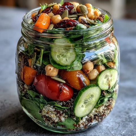 Healthy Summer Meal Prep: Mason Jar Salads for the Week with vibrant layers of fresh greens, colorful vegetables, and hearty grains.  