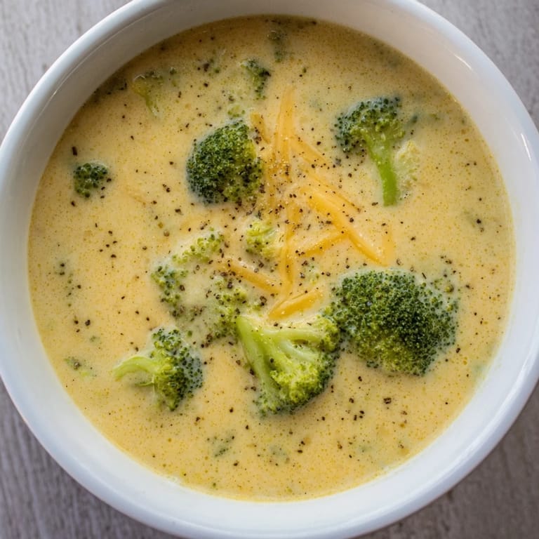 Creamy, vibrant Broccoli Cheese Soup with melted cheddar, perfect for a cozy vegetarian dinner idea.