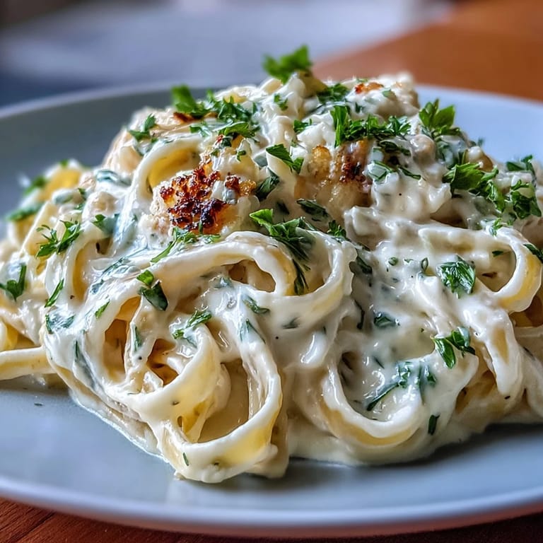 Picture tender fettuccine coated in rich, velvety cauliflower Alfredo sauce, a healthy comfort.