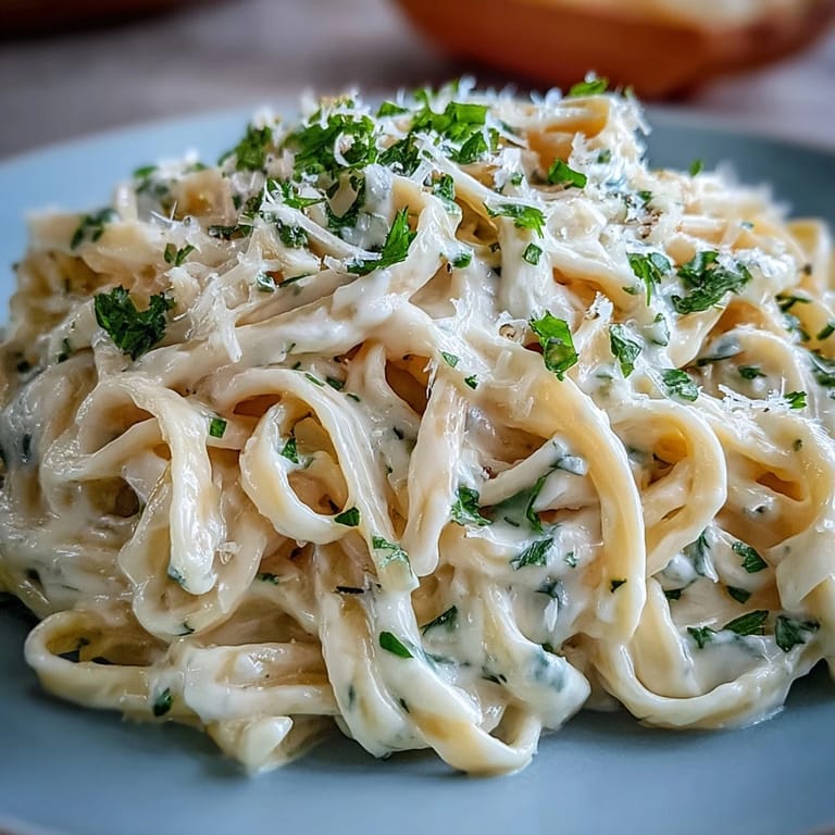 Deliciously smooth, this easy creamy cauliflower Alfredo pasta is ready to be served.