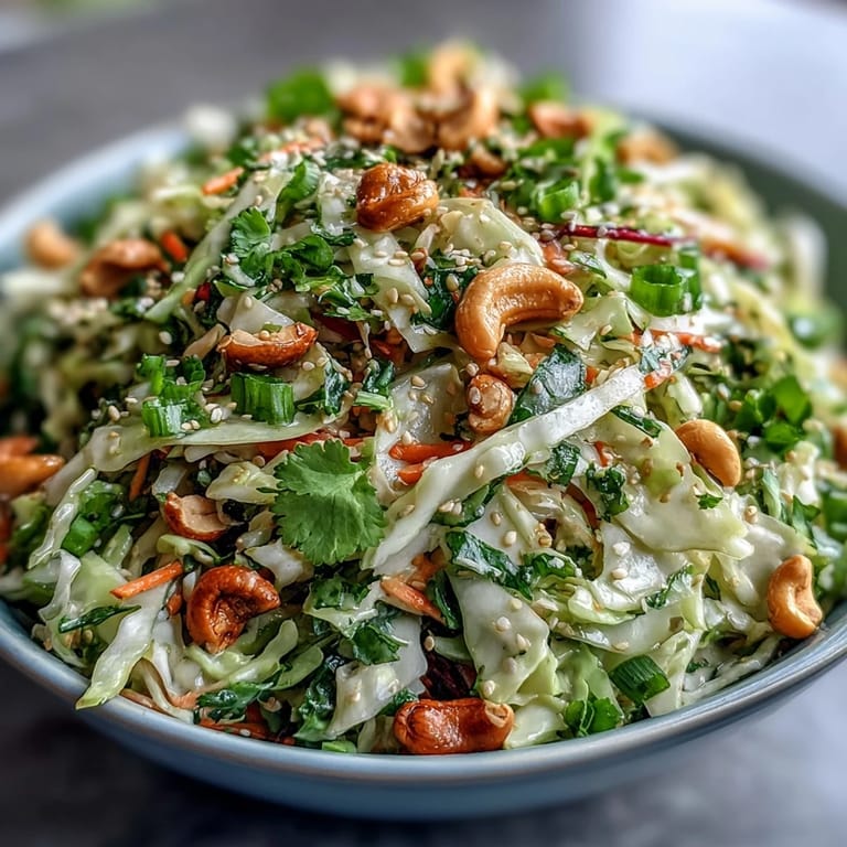 Vegan Asian Cabbage Salad garnished with fresh cilantro and peanuts, paired with grilled tofu for a light, refreshing meal.