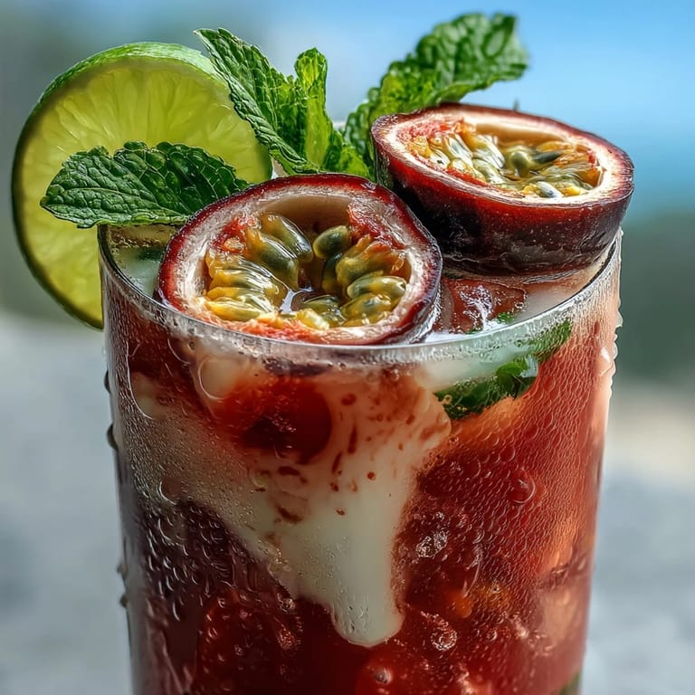 Sip a refreshing DIY Iced Guava Passionfruit Drink featuring creamy coconut milk and vibrant tropical fruit juices.