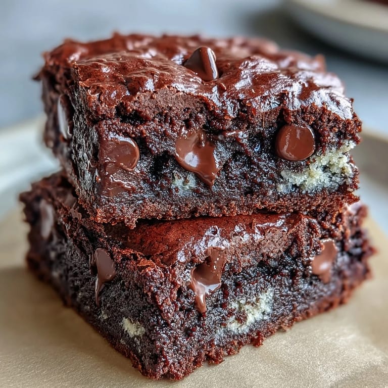 Three stacked Greek Yogurt Brownies on a white plate, offered as a guilt-free snack under 100 calories, perfect for meal prep.
