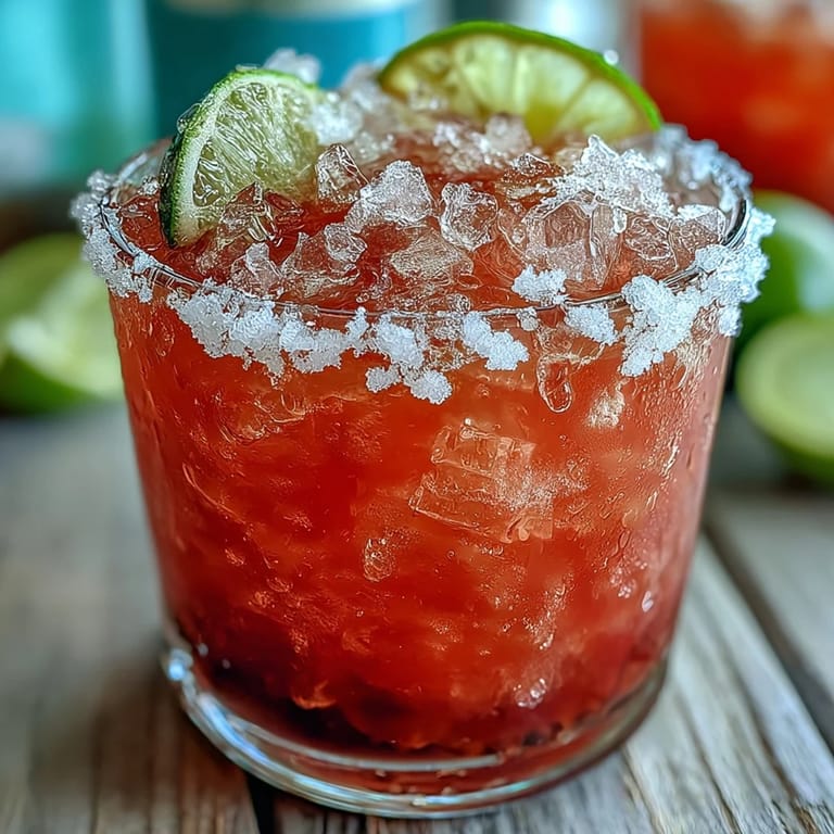 Two refreshing guava margaritas served over ice, blending sweet guava nectar with tequila and lime for a festive party beverage.