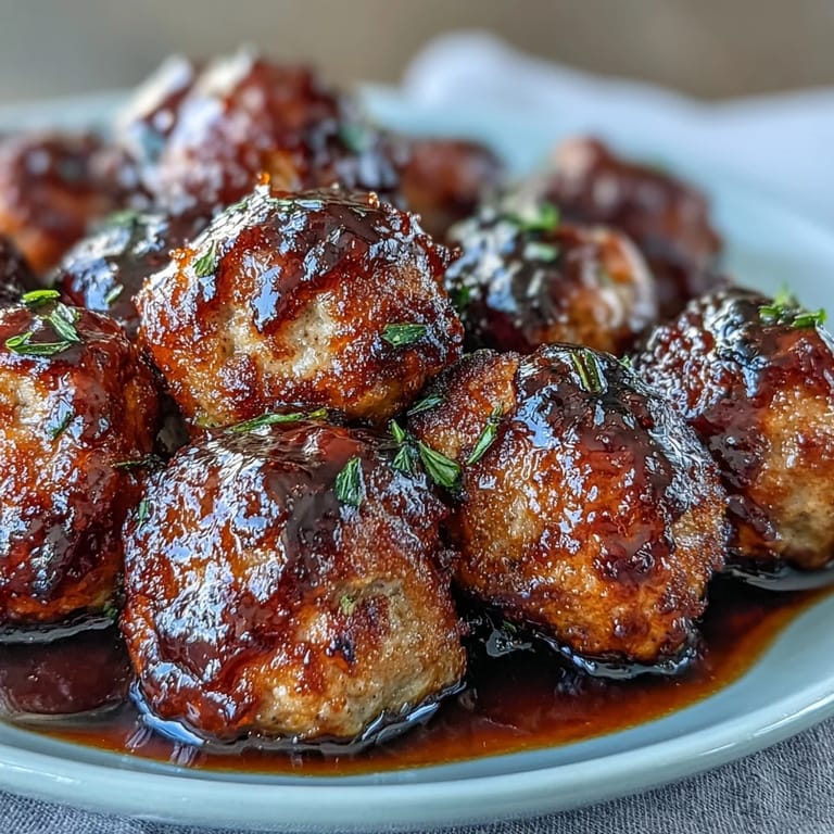 Oven-baked lean turkey meatballs in teriyaki glaze, paired with vibrant pineapple, bell pepper, and zucchini skewers for a fresh, healthy meal.  