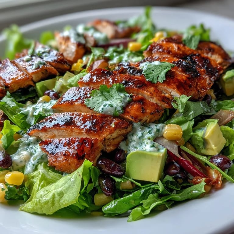 Grilled chicken, sweet corn, and black beans shine in this colorful Southwestern salad, perfect for a hearty lunch.  
