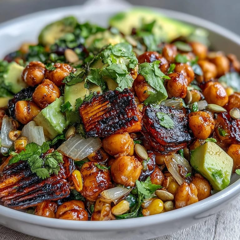 Vibrant vegan chili lime street corn salad with charred corn, chickpeas, and a zesty chili-lime dressing for a bold flavor.  