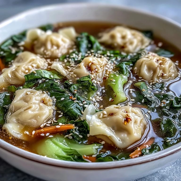 Fragrant Asian-inspired Trader Joes Dumpling Soup featuring juicy dumplings, crisp vegetables, and aromatic ginger-garlic broth served steaming hot in a white bowl.