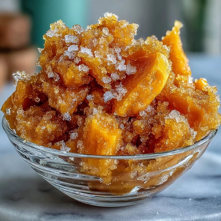 Fluffy mango granita served in chilled glasses, showcasing vibrant orange color and delicate icy texture, made with fresh ripe mangoes.