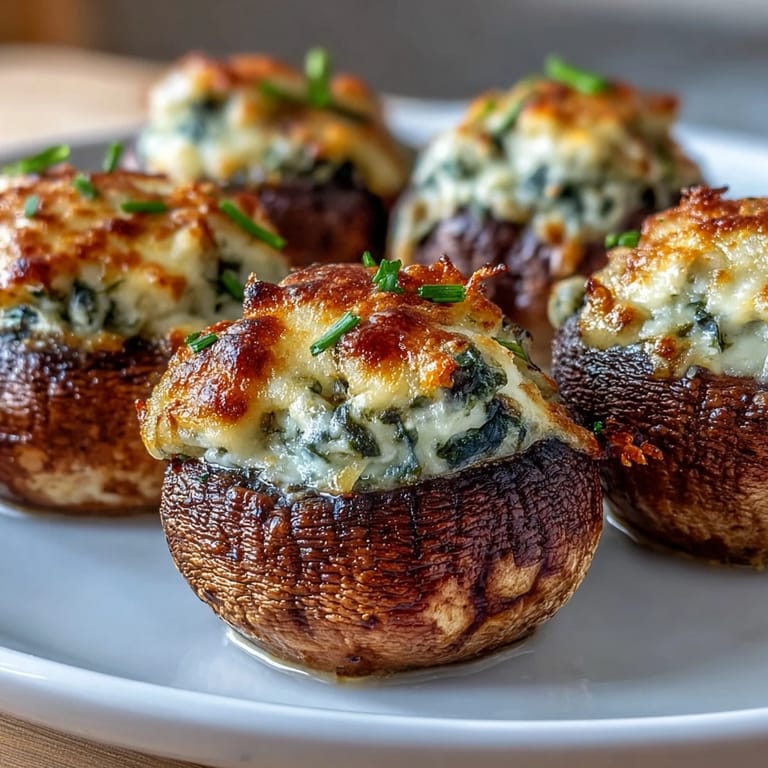 Tender mushrooms bursting with creamy spinach filling, air-fried until golden and irresistible.