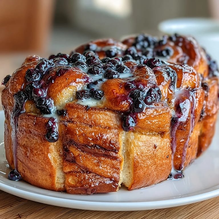 Fluffy sourdough dough filled with juicy blueberries and lemon zest sugar, stacked and baked into an irresistible shareable breakfast treat.