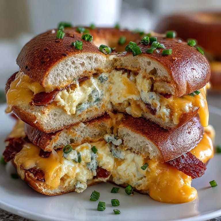 Meal prep protein bagels layered with savory eggs and creamy cheese — ideal for busy, protein-packed breakfasts.