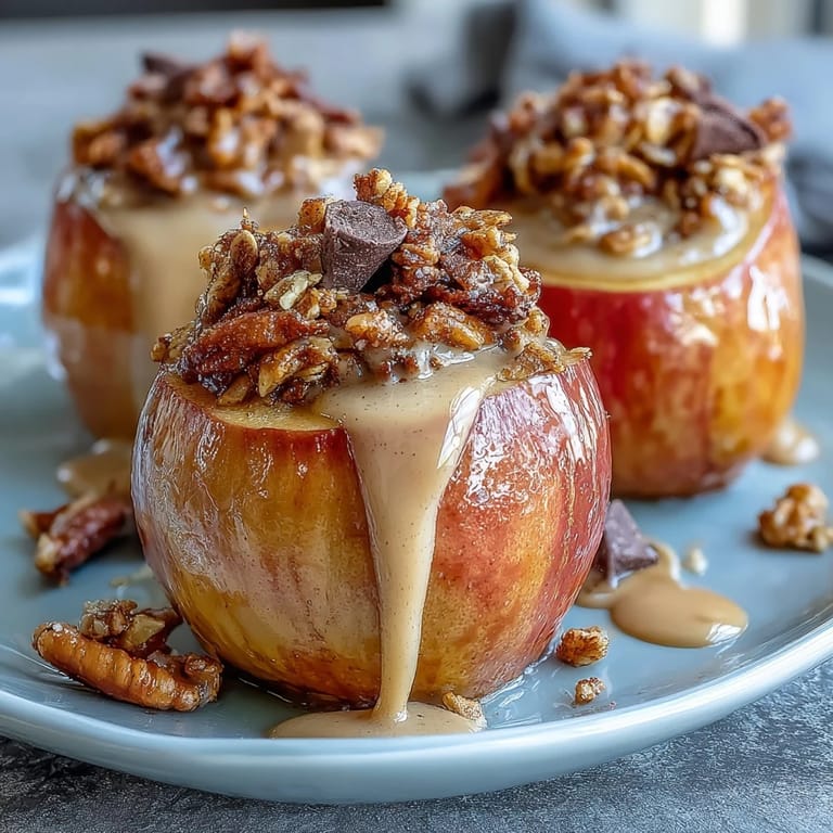 Golden apple slices layered with rich peanut butter drizzle and crunchy granola topping, a simple, kid-friendly treat for any occasion.