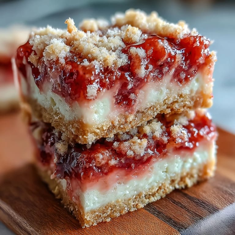 Bright and zesty strawberry lemonade bars feature a golden shortbread base, bursting with fresh strawberry and citrus flavor.