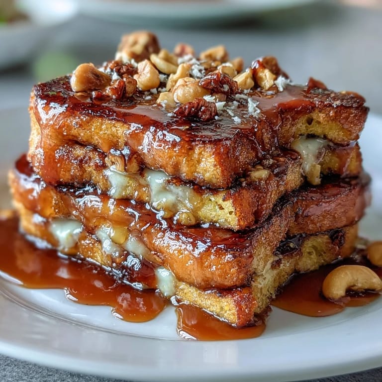 Easy Capirotada with Cinnamon, Piloncillo, and Raisins served in a rustic dish, topped with toasted nuts and a sprinkle of cinnamon for a cozy dessert.