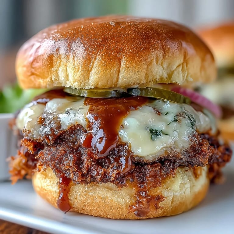 An irresistible close-up of Memorial Day BBQ smash burger sliders, dripping sauce.