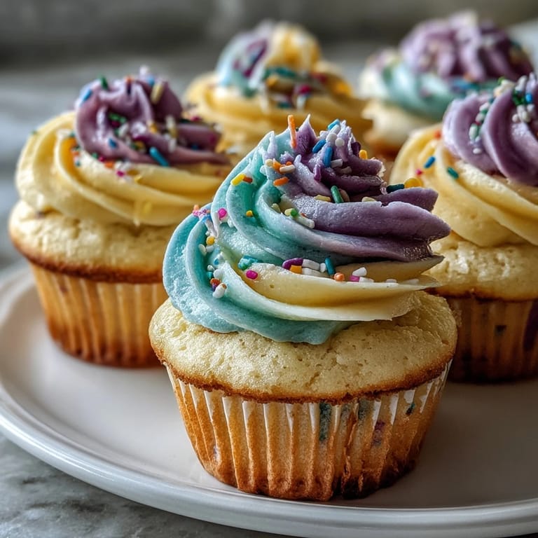 Perfectly swirled Gemini Birthday Cupcakes, showcasing a delicious dual-tone frosting in a festive presentation.