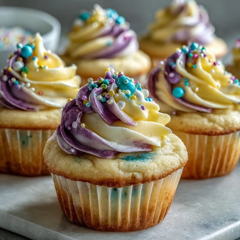 These Gemini Birthday Cupcakes boast a cheerful dual-tone frosting, ready for any celebration.