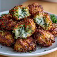 Crispy air fryer broccoli tots with cheddar cheese, golden brown and perfectly crunchy.  