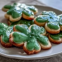 Festive shamrock sugar cookies with smooth green royal icing, perfect for St. Patrick's Day celebrations.