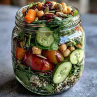 Healthy Summer Meal Prep: Mason Jar Salads for the Week with vibrant layers of fresh greens, colorful vegetables, and hearty grains.  